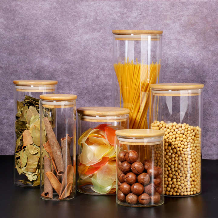 Hand Blown Airtight Glass Tea Coffee Storage Jars Food Bottles