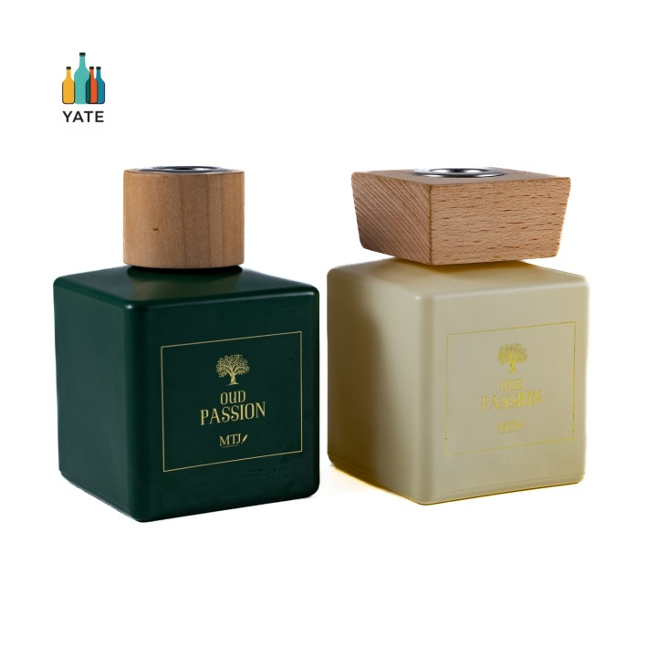 Cubic Varillas Bambu Difusor Glass Diffuser Bottle in 100ml Beige Green Black