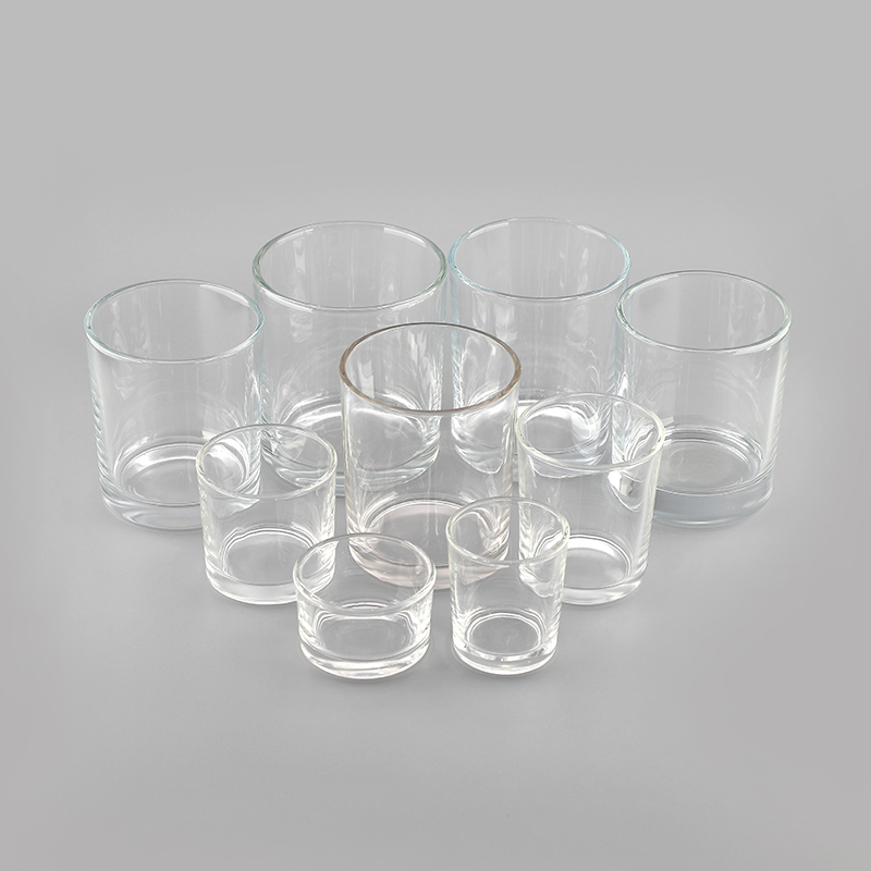 Custom Candle Glass Container Holder Container Clear Round Luxury 4oz 6oz 8oz 10oz 12oz 16oz 20oz Tarros Para Velas Metal Bamboo Wooden Cap Lid Candle Jar