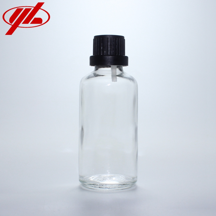50ml Transparent Cosmetic Essential Oil Glass Bottle Vial with Plastic Dropper Cap
