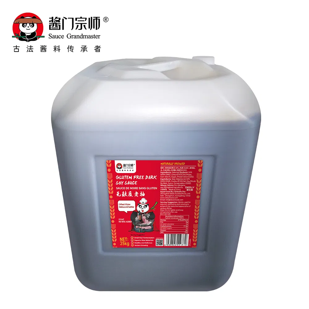 Chinese Manufacturer Glass Bottle Packing Bulk Wholesale Jade Bridge 1.9 L Gluten Free Dark Soy Sauce