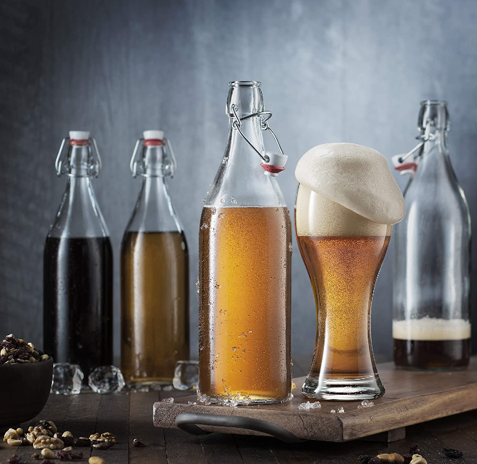 1000ml Clip Top Water Drinks Juices Serving Glass Bottles in Stock