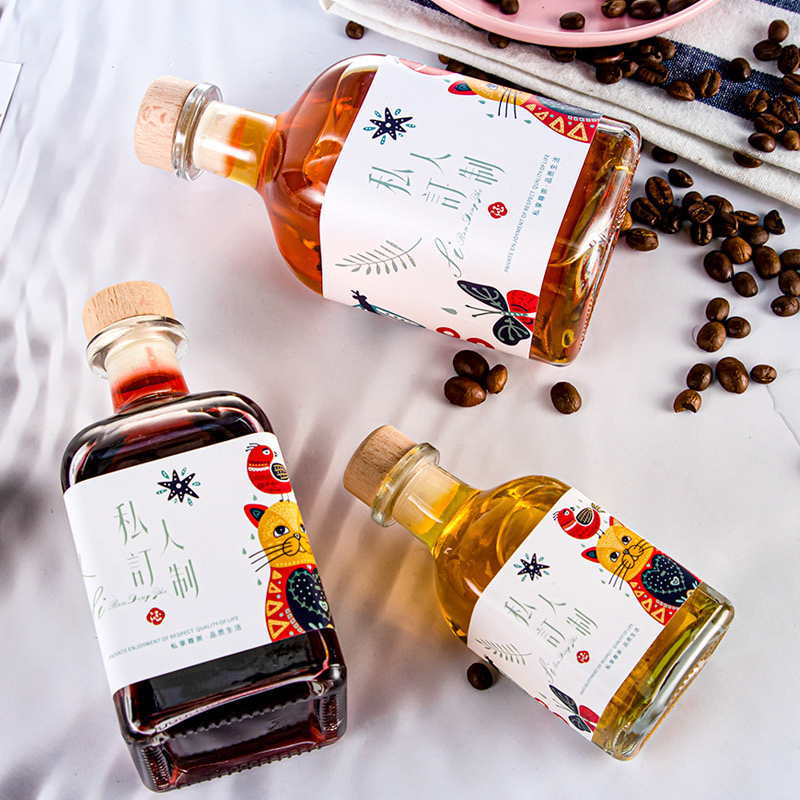 Cheap Square Glass Bottle 12oz 250ml 350ml 500ml for Milk Juice Coffee