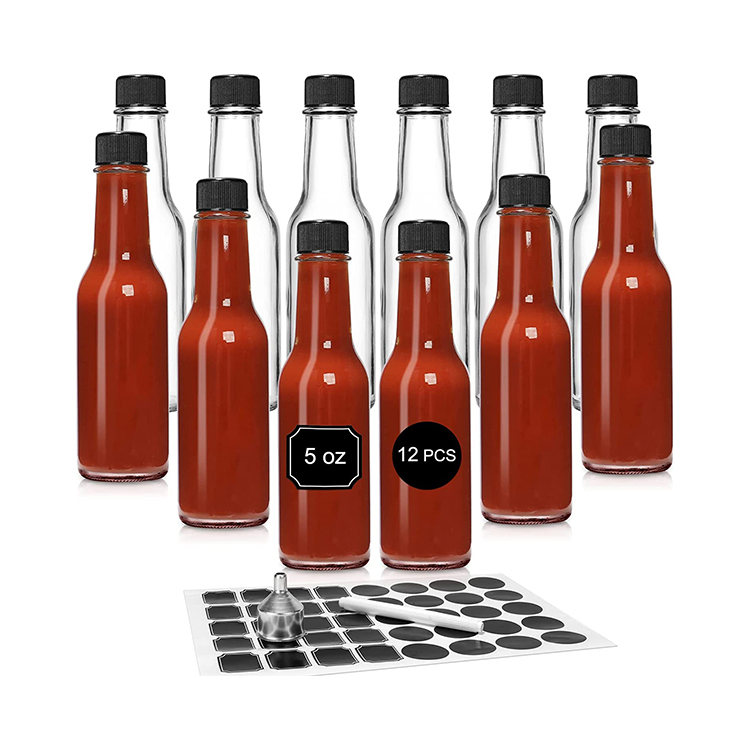 Empty Hot Sauce Woozy Bottles 3 Oz 5 Oz 8 Oz Premium Clear Glass Bottle 90ml 150ml 250ml