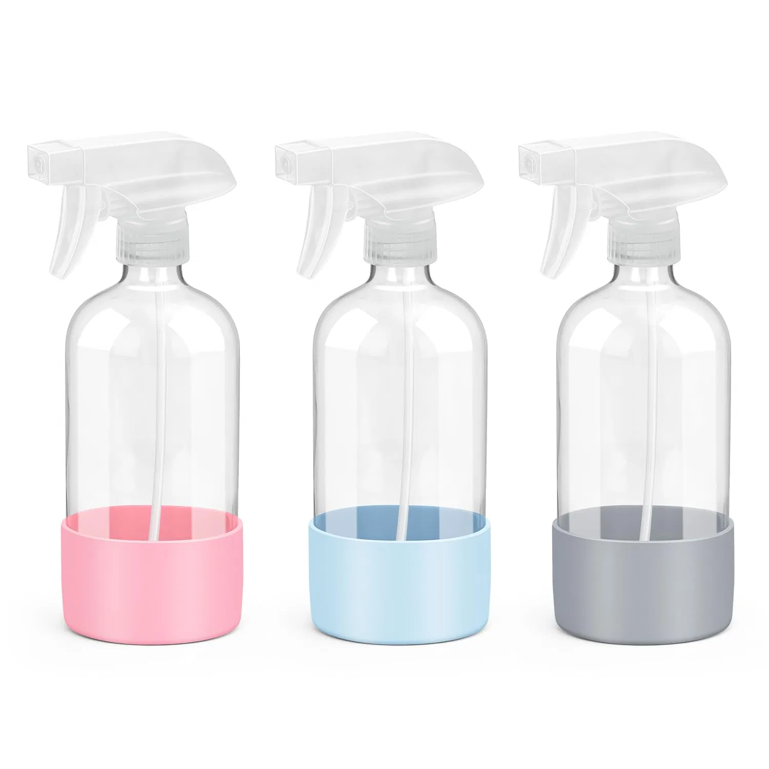 16 Oz Glass Sprayer Silicone Protection Refillable Containers Reusable Spray Bottles