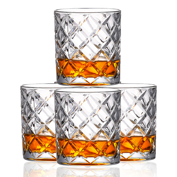 Free Sample Unbreakable New Crystal Diamond Shaped Round Bottom Whiskey Glass Drinking Cup Diamond Rotation Whiskey Glass