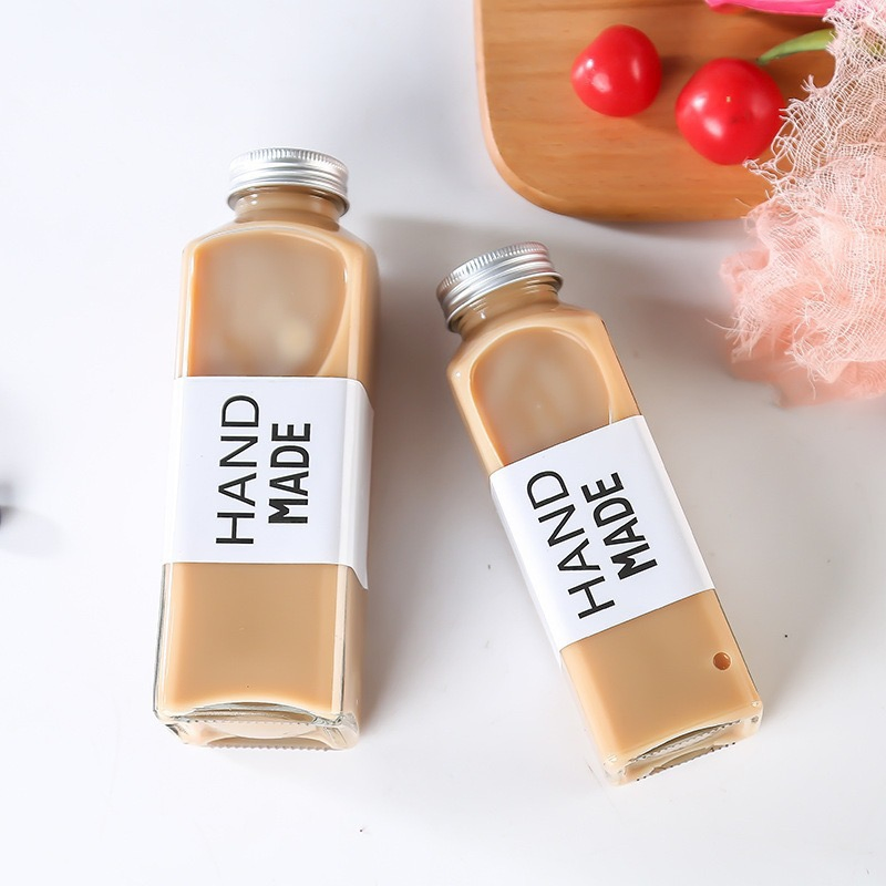 Cheap Square Glass Bottle 12oz 250ml 350ml 500ml for Milk Juice Coffee
