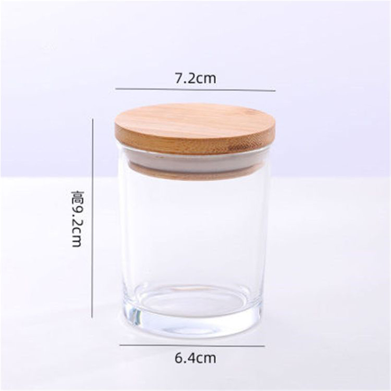 Glass Candle Jar Home Use Round Shape Candle Glass Jar with Bamboo Lid