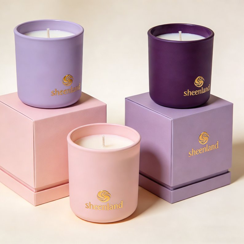 Glass Jar with Bamboo Lid Matte Pink Empty Glass Candle Jar Container for Scented Candles