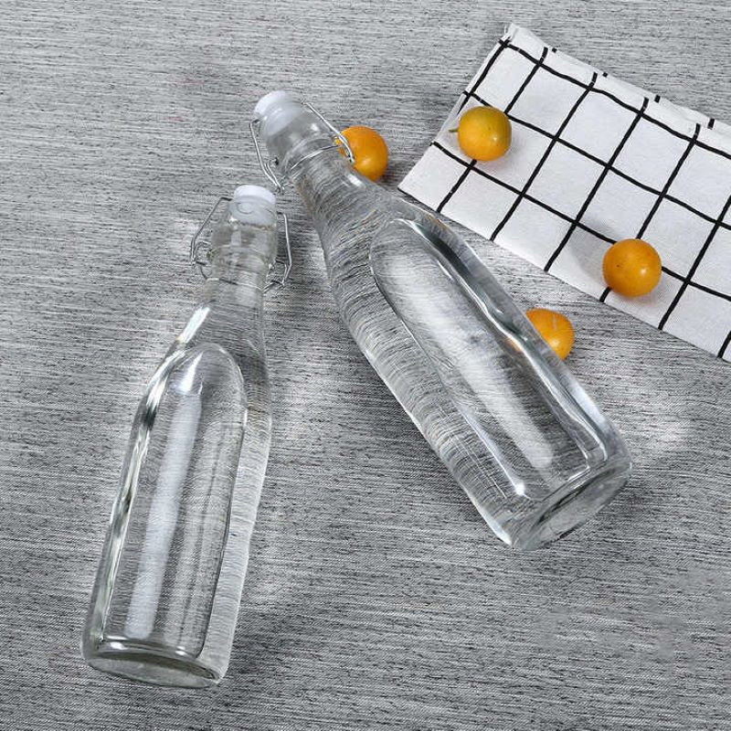 Easy Flip Lid Clear Drink Beer Wine Water Bottles Glass Swing Top Bottle with Airtight Stopper Lid