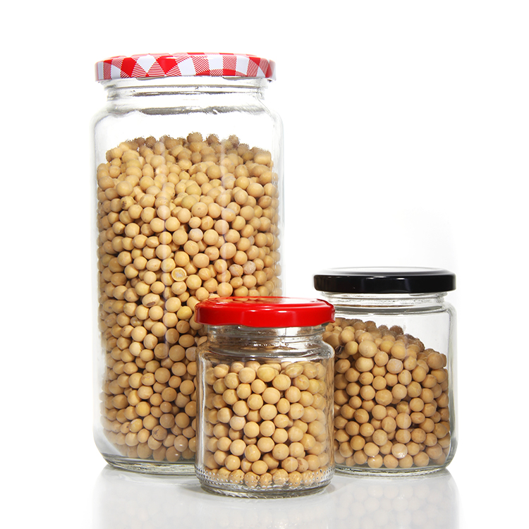 Customizable Food Grade 350ml 500ml Round Storage Glass Jars for Honey Jam