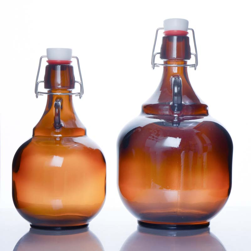 California Style 1000ml Swing Top Water Wine Milk Brewed Beer Glass Growler Bottles Gallon Jug with Handle