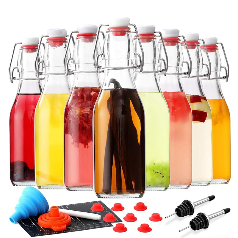 Wholesale Free Sample 500ml 750ml 1L Clear Swing Top Stopper Glass Beer Bottle for Juice Kombucha