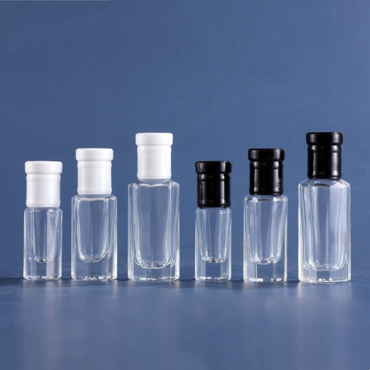 Wholesale Luxury Empty 3ml 6ml 9ml 12ml Clear Long Perfume/Roller on/Octagonal Attar Glass Bottle with Golden Crystal Gold Cap Roll on Essential Oil Rod