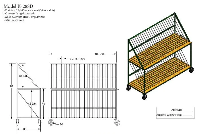 Heavy-Duty Twin Level Glass Harp Storage Detail
