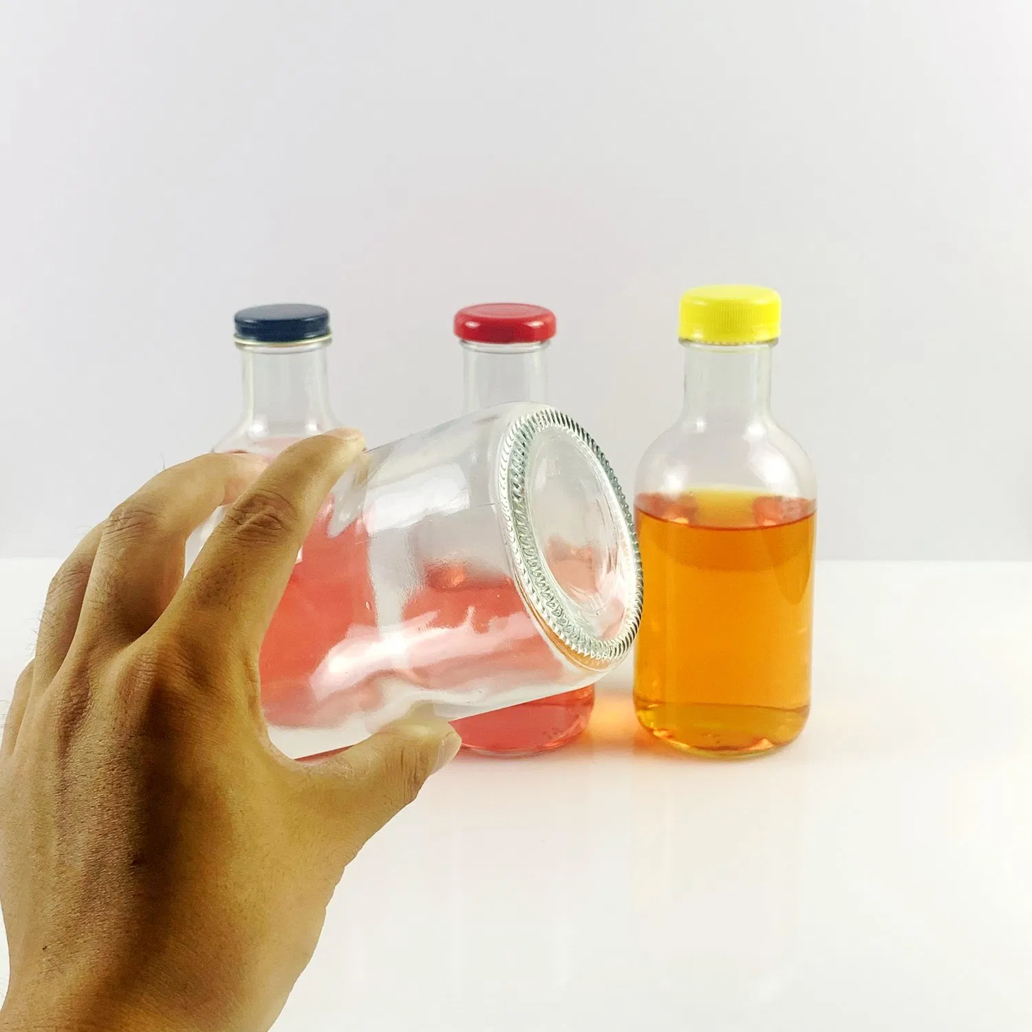 8oz 12oz 16oz Hot Sauce Tomato Chili Tahini Peanut Sauce Clear Glass Ketchup Bottle with Lid