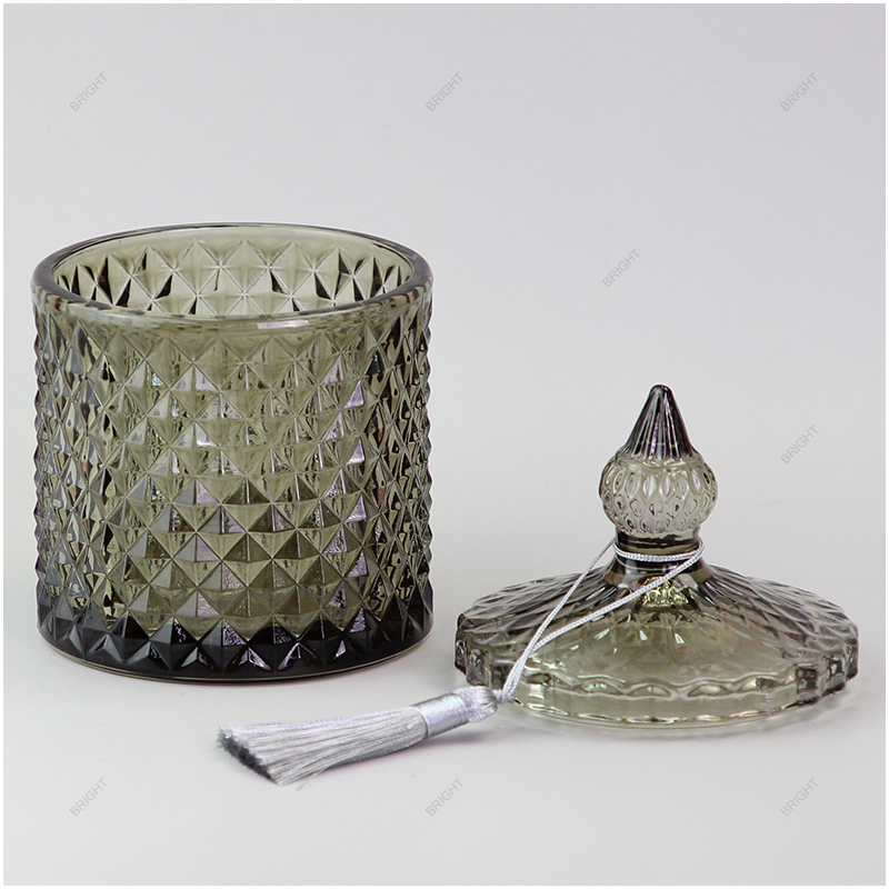 Wholesales Luxury Glass Container for Candy Home Decor Glass Candle Jar with Lid