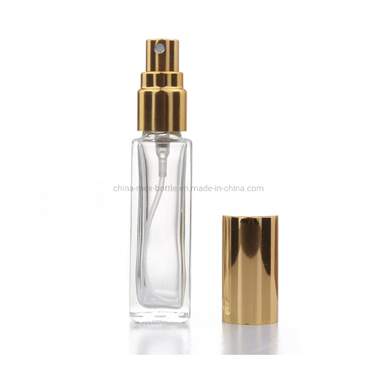 10ml-50ml Empty Square Glass Spray Bottle Perfume Bottle with Black Gold Cap