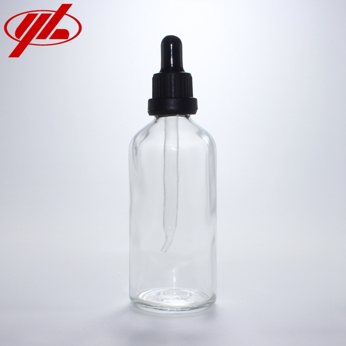 100ml Transparent Cosmetic Essential Oil Glass Bottle Vial Packaging with Dropper Caps