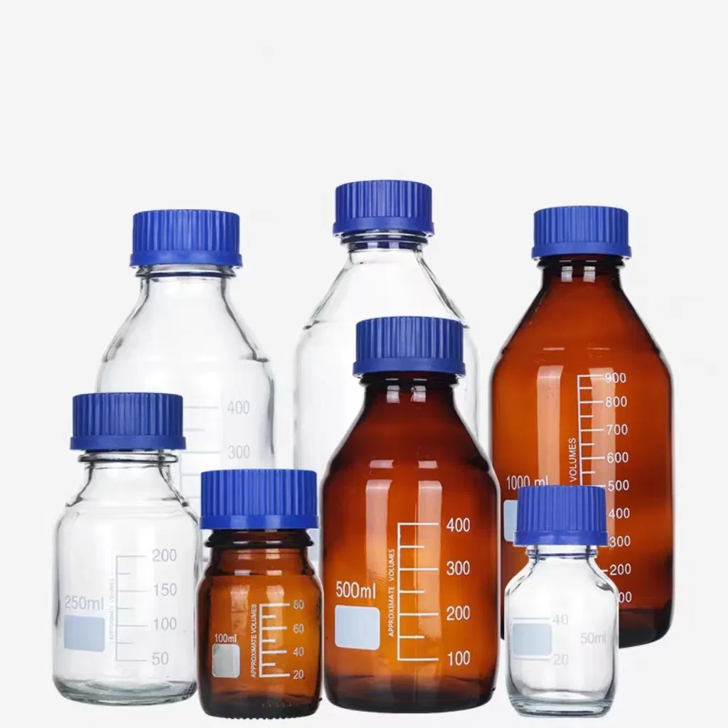 Muha Lab Supplies Round Screw Cap Bottom Glass Chemical Reagent Bottle Glass Jar 200ml 500ml Glassware