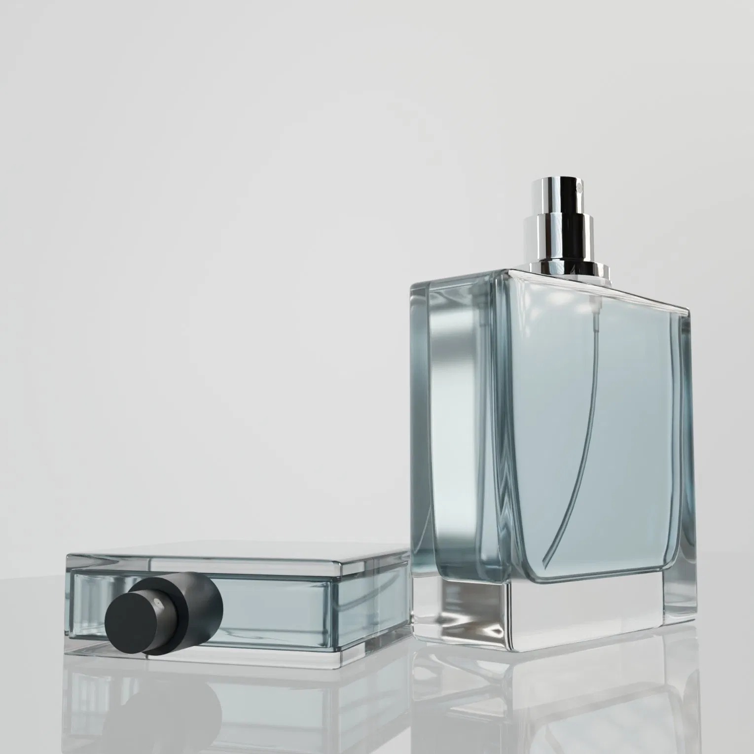 100 Ml Customize Square Wholesale Luxury Packaging Empty Spray Glass Perfume Bottle