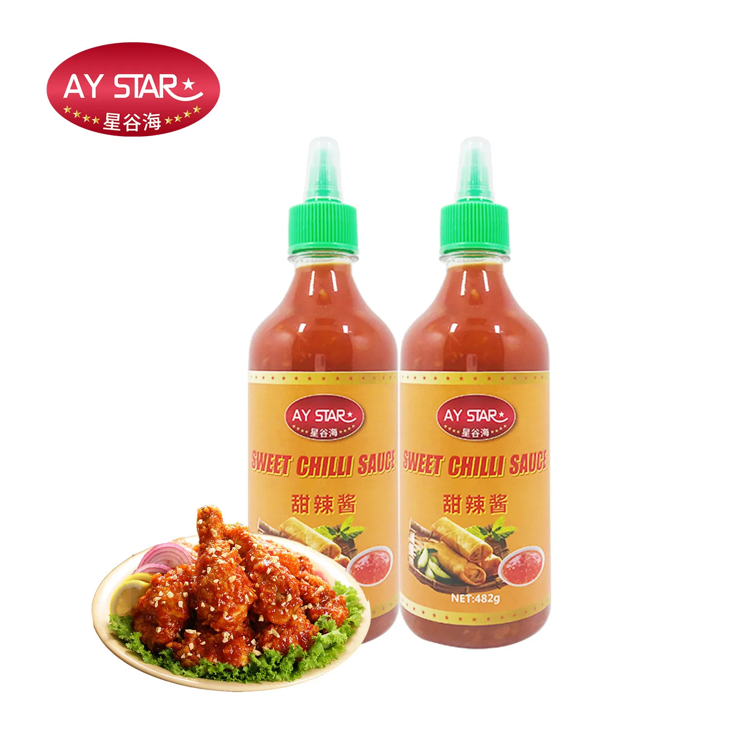 Glass Bottle Chinese Cooking Condiments Halal Food Sweet Chili Sauce 320g