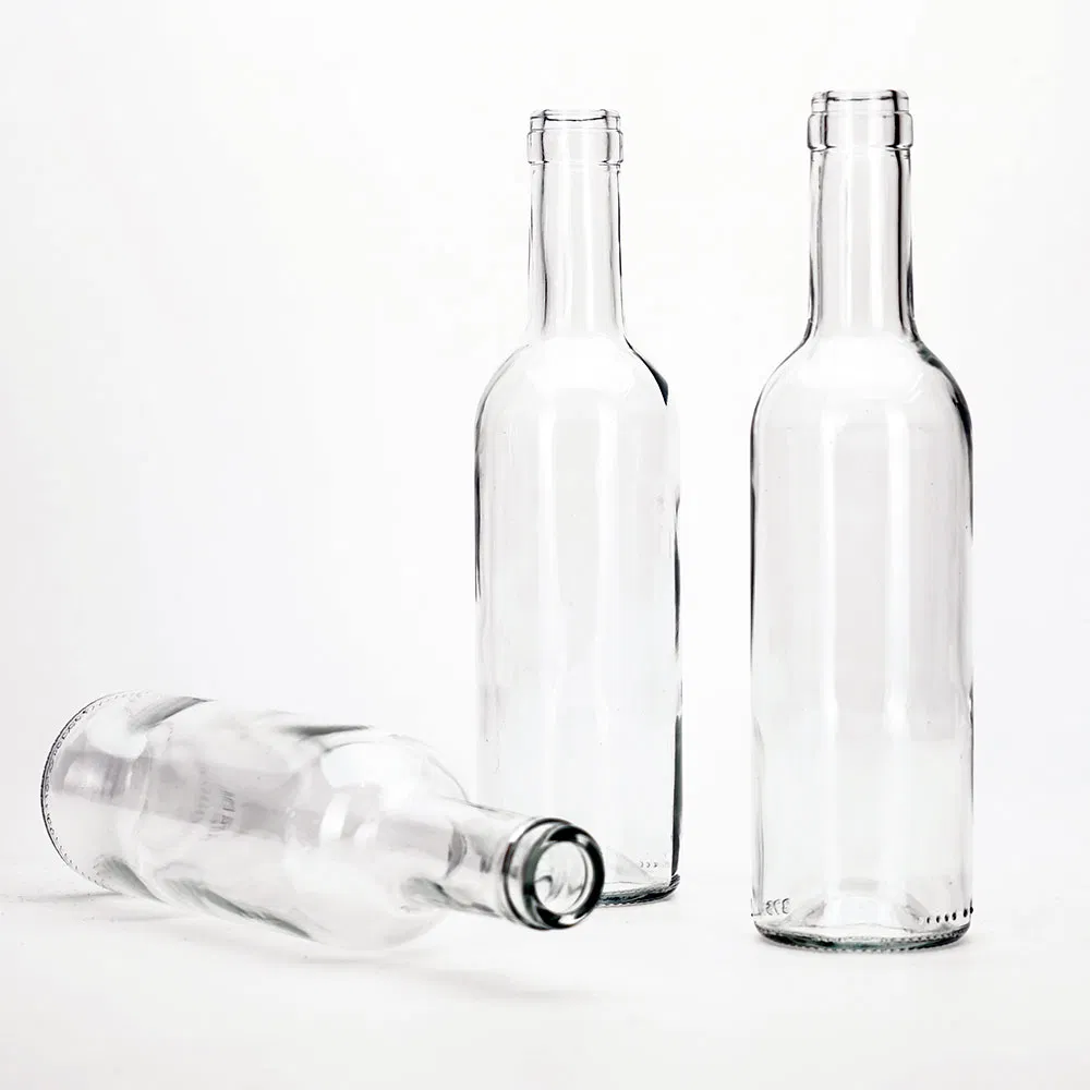 Vista Hot Sale Clear Wine Champagne 375ml 500ml 750ml Glass Bottle with Cork and Screw