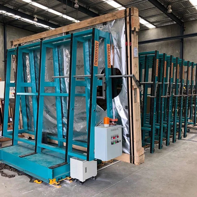 Compact-System Glass Storage for Storing Glass Sheets of Any Stock Size