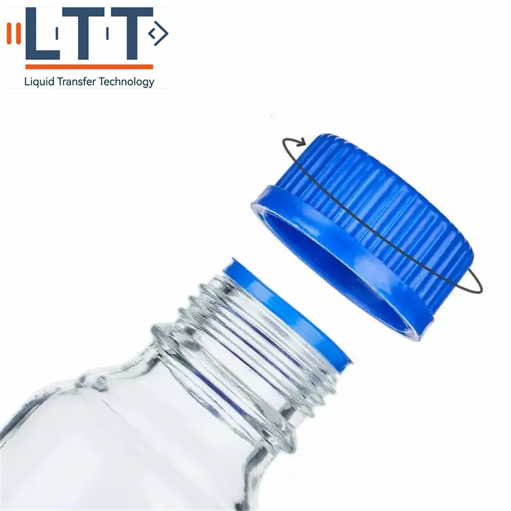 Laboratory Glassware Vials Round with Gl45 Blue Screw Cap Glass Media Storage Reagent Bottle 100ml 250ml 500ml 1000ml