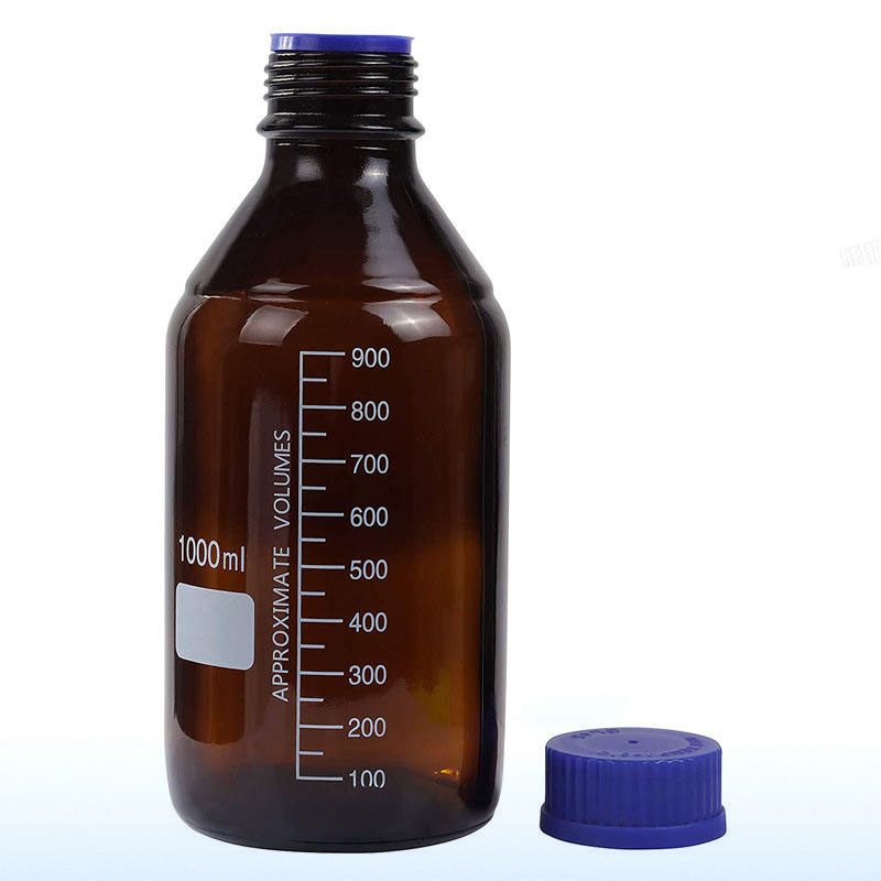 Spot 1000ml Laboratory Research High Borosilicate Glass Bottle Amber Reagent Bottle with Spiral Cap