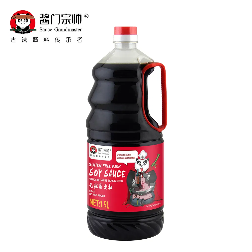 Chinese Manufacturer Glass Bottle Packing Bulk Wholesale Jade Bridge 1.9 L Gluten Free Dark Soy Sauce