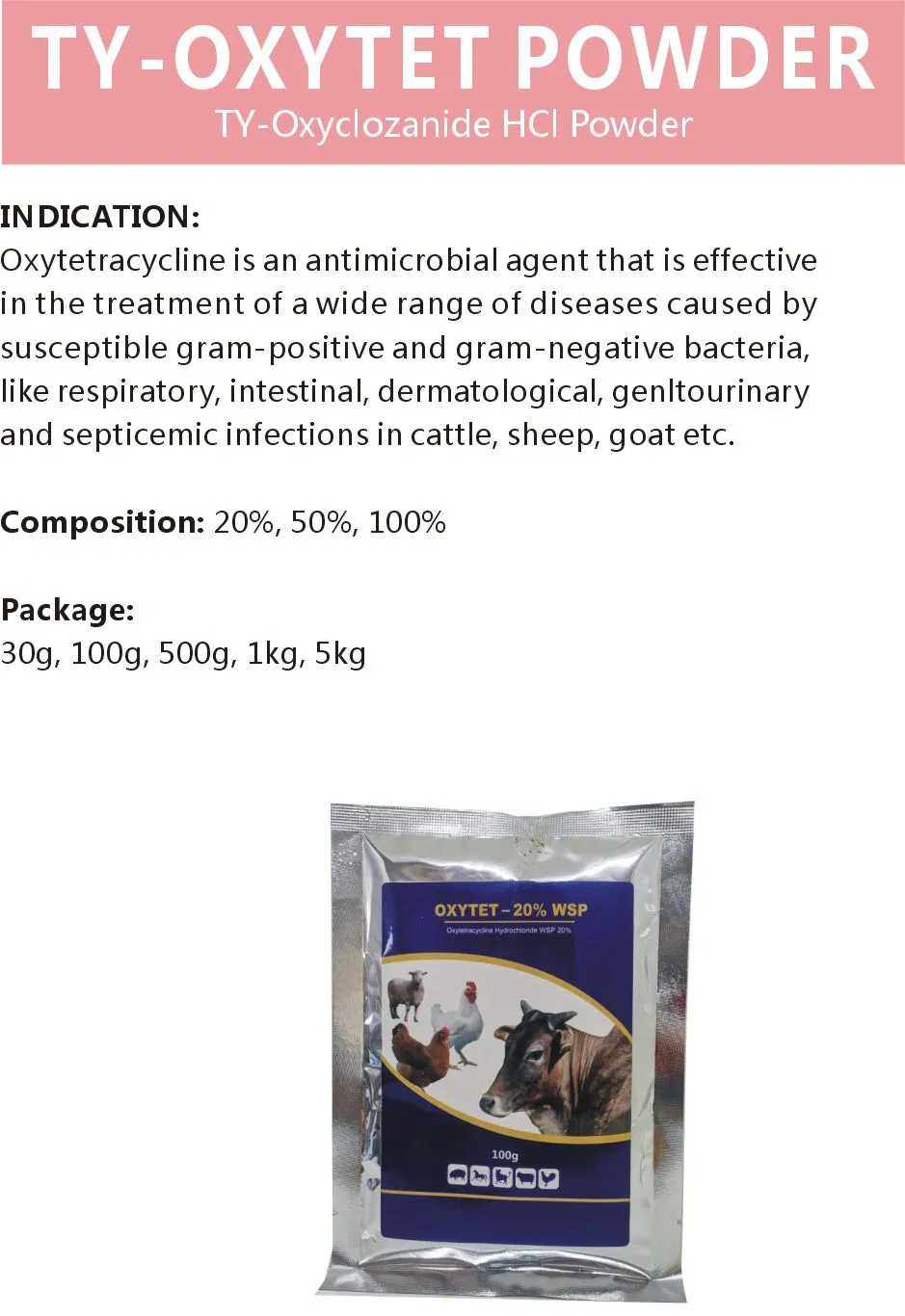 10ml 50ml 100ml Oxytetracycline 5% 10% 20% Injection