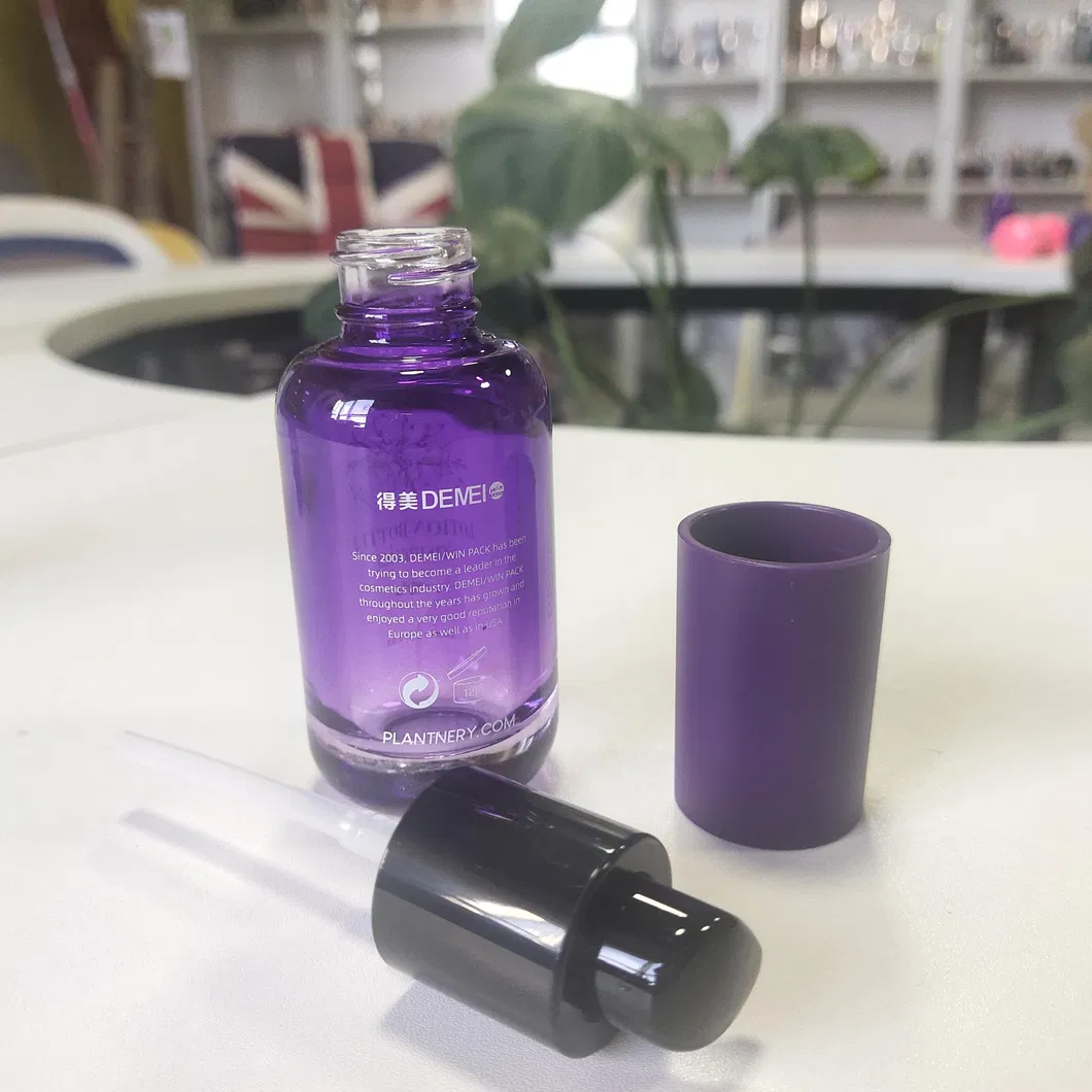 Elegant Purple Glass Lotion Bottles 30ml