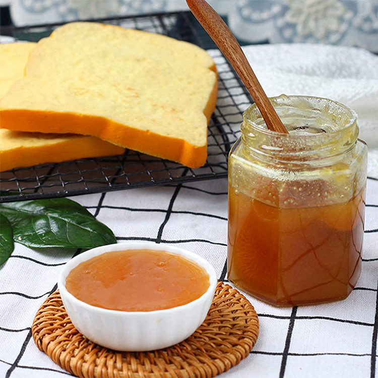 Wholesale Empty Hexagon 730ml 500ml 250ml 200ml Jams Spice Honey Glass Jar with Metal Lid