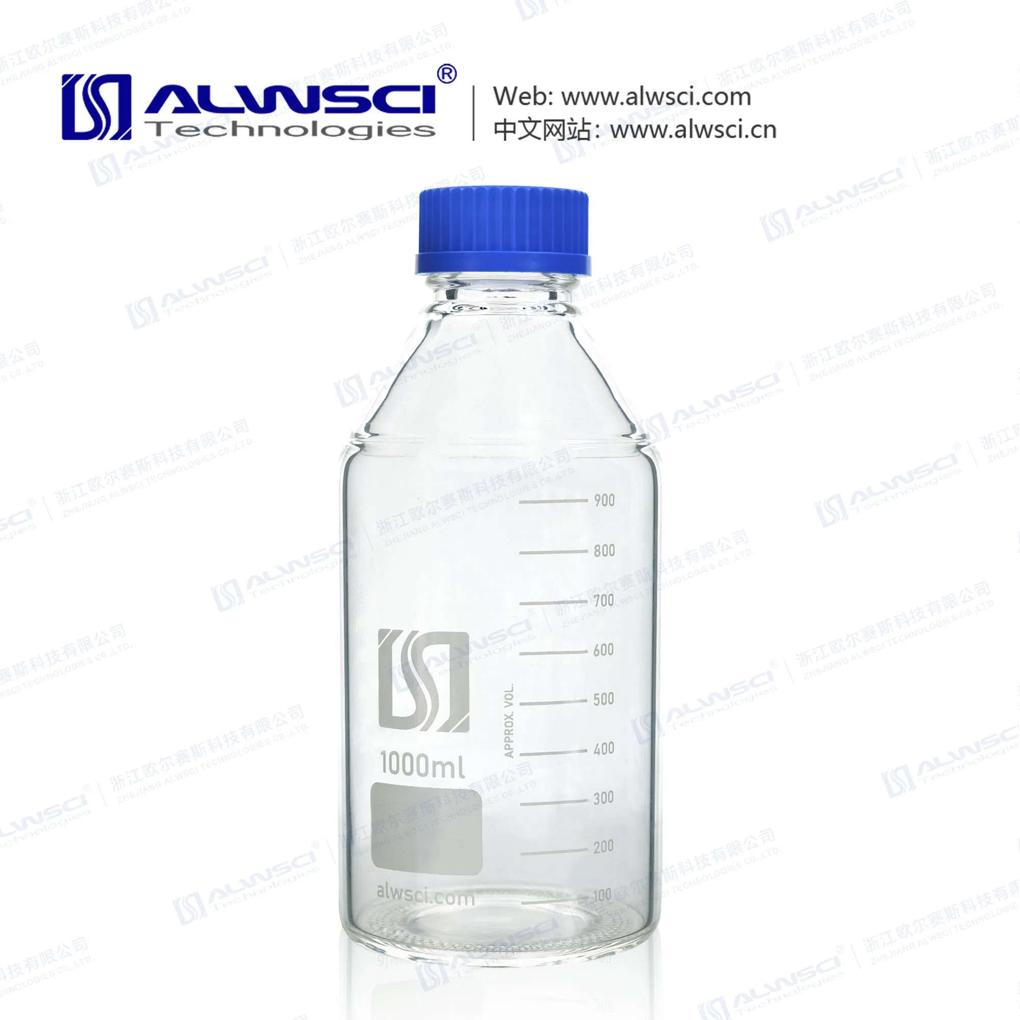 Alwsci Chromatography 1000ml Gl 45 Reagent Glass Bottle with Blue PP Screw Cap