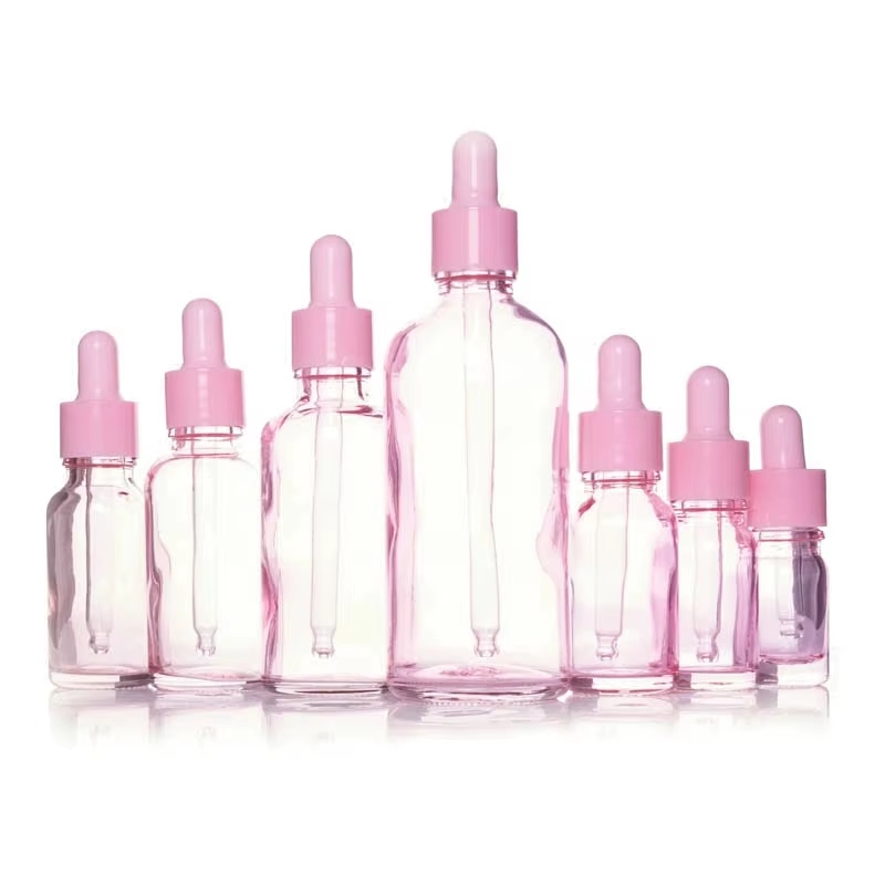 Empty 5ml 10ml 15ml 20ml 30ml 50ml 100ml Pink Colored Glass Droppers Essential Oil Bottles