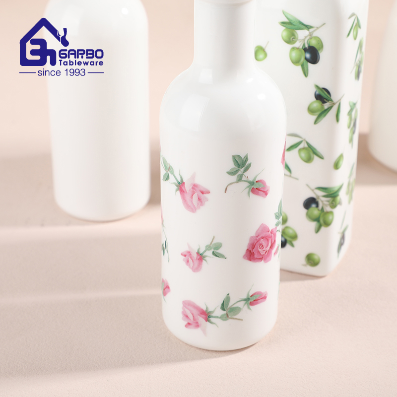 New Printing Decal White Opal Glass Bottles with Pump for Shampoo Body Lotion Oil Sauce Liquid Customized Perfume Bottle