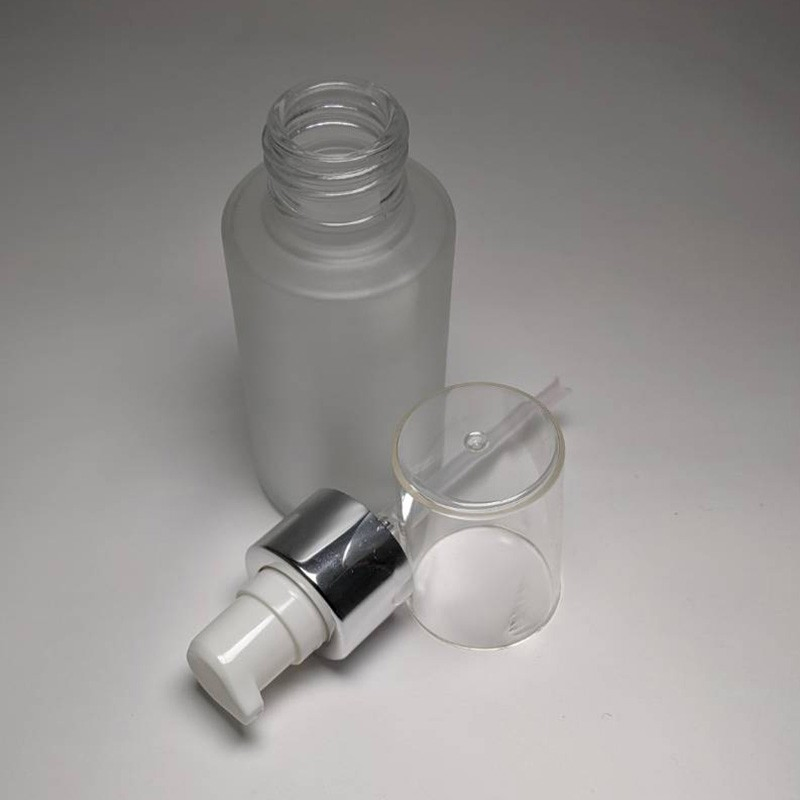 Make up Packaging Glass Bottle Custom Matte 60ml Capacity White Lotion Pump