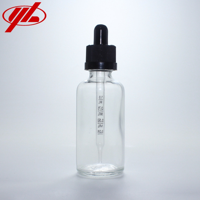 50ml Transparent Cosmetic Essential Oil Glass Bottle Vial with Plastic Dropper Cap