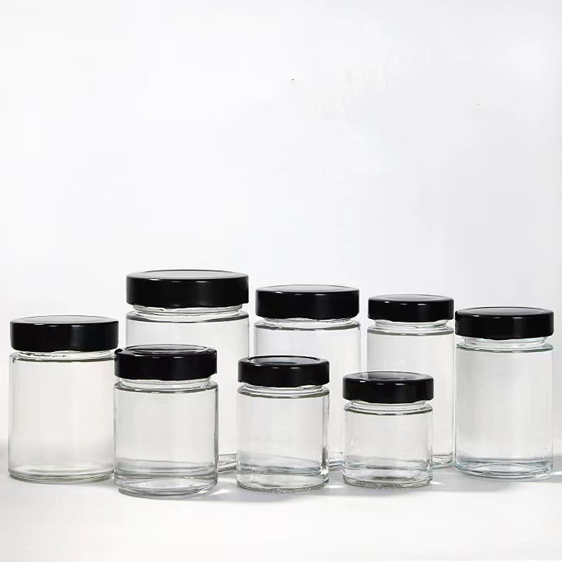 Empty Flint Round Container Storage Glass Jar 100g 120g 150g 180g 200g 240g 300g 500g 750g 1000g Jar Frasco De Vidrio Honey Pickle Jam Food Candle Jar