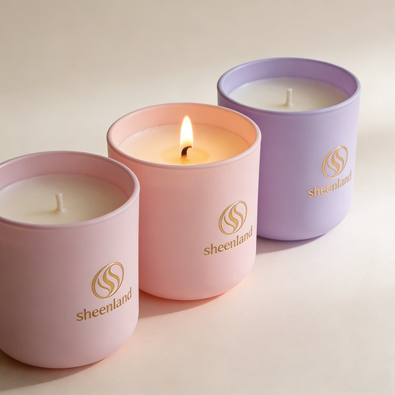 Glass Jar with Bamboo Lid Matte Pink Empty Glass Candle Jar Container for Scented Candles