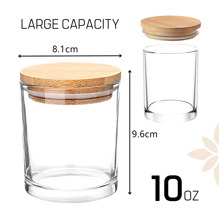 Wholesale Clear 10oz Round Glass Candle Jar for Candle Making with Lid