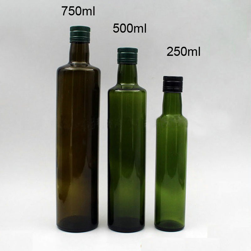 250ml Dorica Antoque Green Olive Oil Glass Bottle in Screw Top