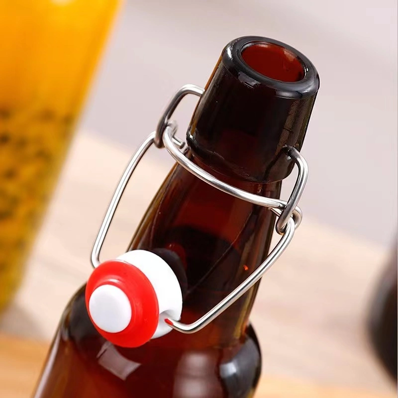 330ml 500ml Round Glass Swing Top Drinking Bottles Amber Beer Glass Bottle