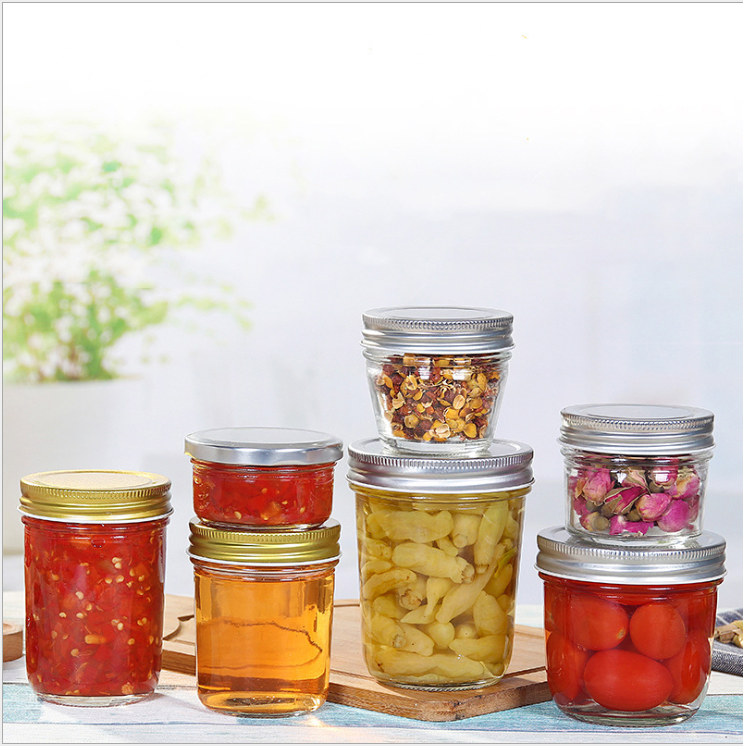 Chili Sauce Pickles Storage Glass Bottle with Metal Cap and Shrink Wrap