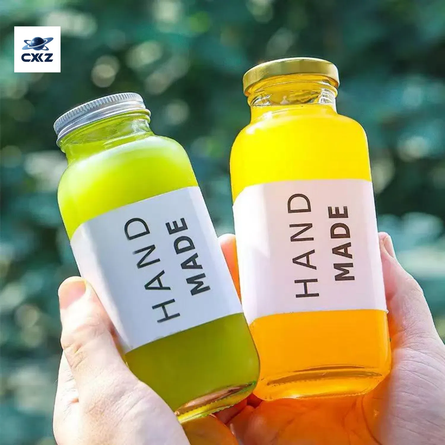 500ml Glass Juice Bottles with Lids Clear Reusable Drinks Containers for Juicing Smoothie and Homemade Beverages