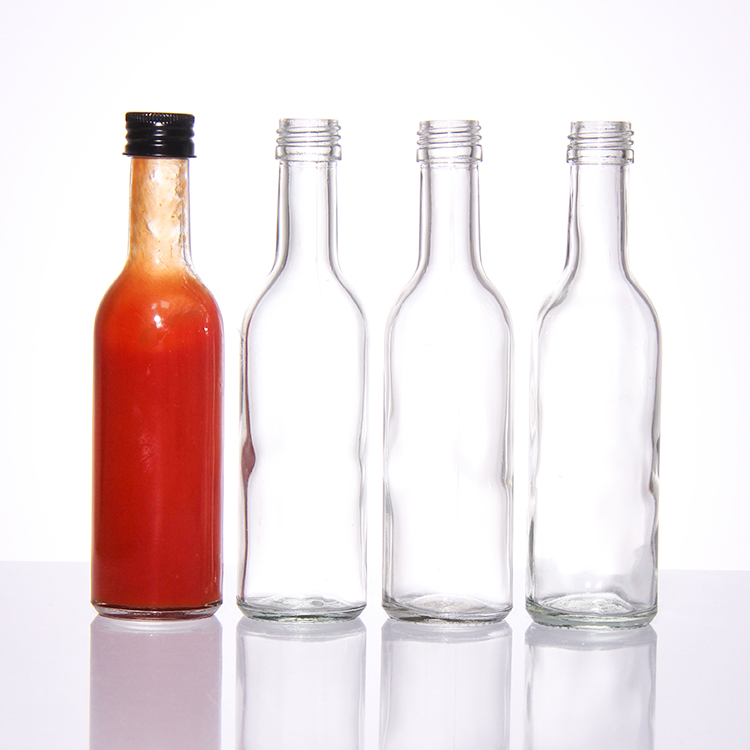 Reusable Empty Glass Clear Hot Tomato Salad Pepper Sauce Bottles