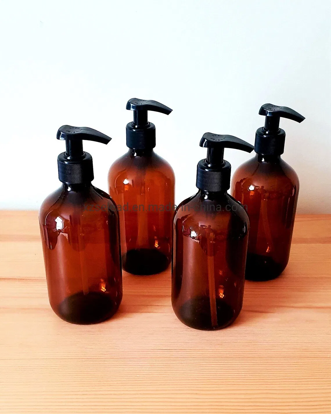 250ml 500ml 8oz 16oz Amber Boston Round Hand Wash Bath Lotion Shampoo Dispenser Soap Pump Glass Bottle
