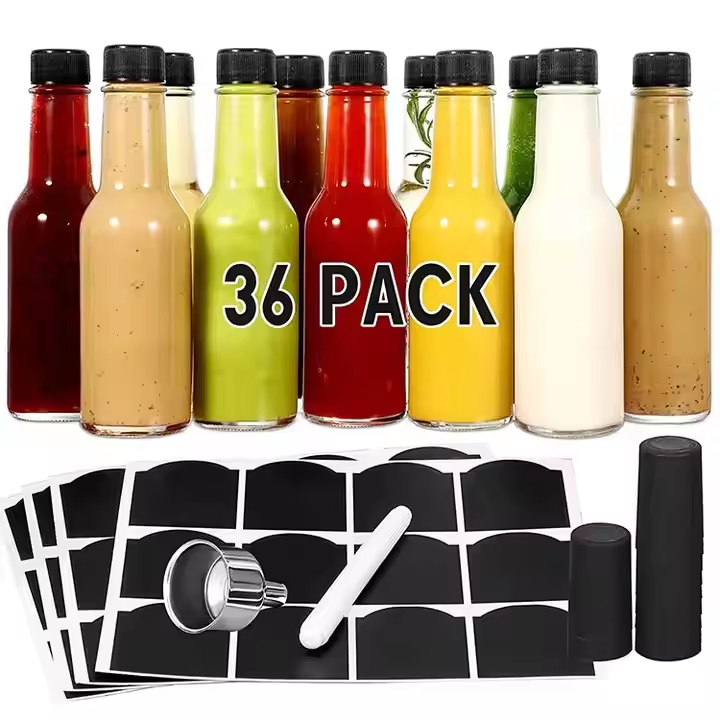 Wholesale Cylinder Shape 3oz 5oz 8oz Glass Sauce Bottle for Ketchup