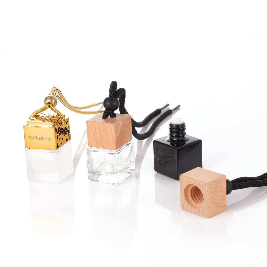 Wholesale car air square frosted glass perfume bottle 8ml